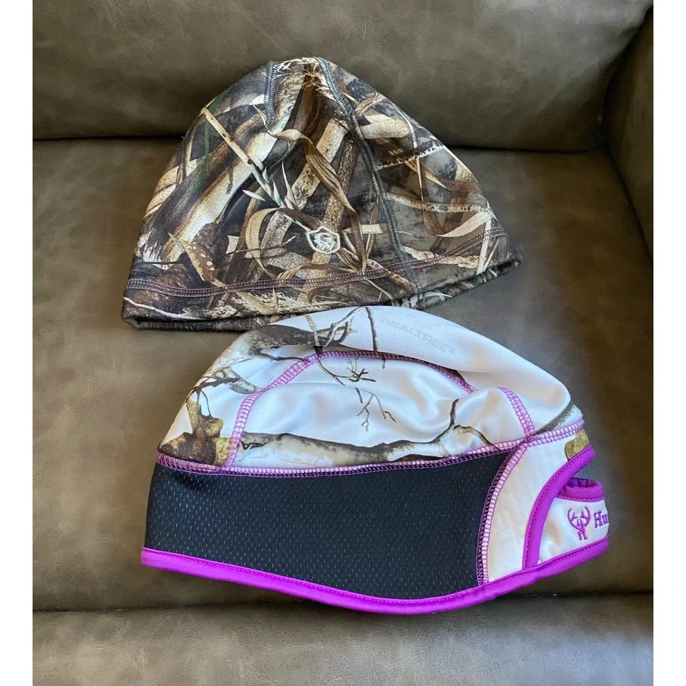 Huntworth Realtree Camo Beanie Hat Lot of‎ 2 Pink Trim Fleece One Size